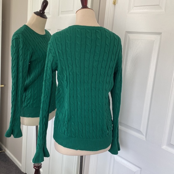 Ralph Lauren Green Bell Cuff Sweater L - Picture 5 of 11